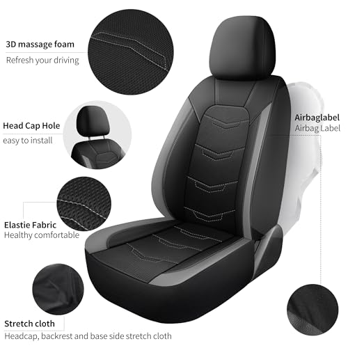 Image of HChengkikz Front Car Seat Cover, Breathable and Sporty (Black + Gray)