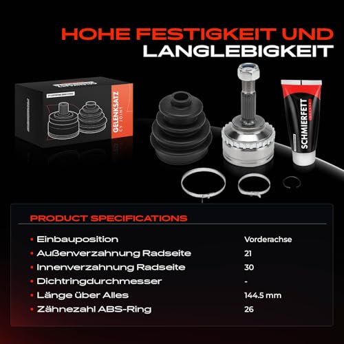 Frankberg Gelenksatz Antriebswelle Vorderachse Radseitig Kompatibel mit Clio II BB CB 1998-2016 Kangoo KC0/1 1997-2025 Thalia I LB 1998-2025 Replace# 7700110484