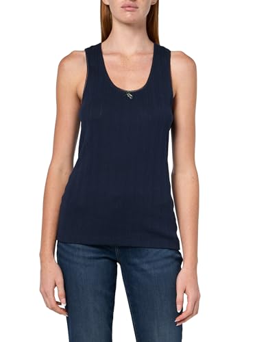 Lacoste Women's Pointelle Tank Top, Navy Blue, 2
