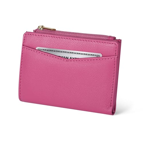 Image of Oak Leathers Leather Wallet For Women - Small RFID Coin Purse Credit Card & ID Holder for Ladies, Gift for Women's, Bifold Wallets (Nappa Pink)