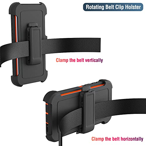Image of Case for Galaxy S9 with Clip, Heavy-Duty Tough Rugged Shockproof Drop Protective Cover Cases for Samsung Galaxy S9, Black+Orange