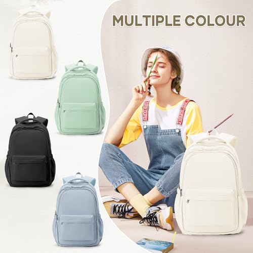Miniatura 8 de Weplan Mochila Escolar Ligera Para Niños Y Adolescentes, Mochila Impermeable Informal Para La Escuela Universitaria, Mochila De Día Para Mujer, Beige