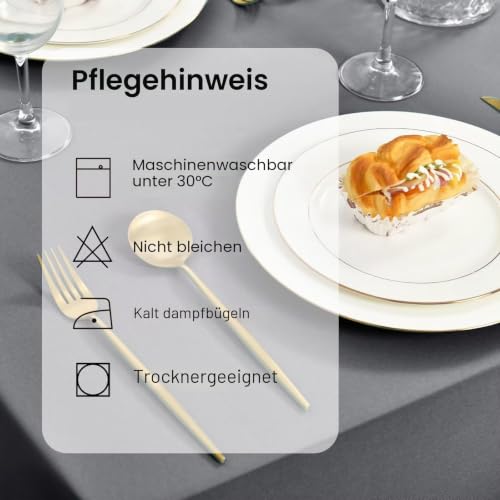 DWCN 2 Stück Hellgrau Tischdecke Fleckschutz Abwaschbar Waschbar 135x180cm – Ansicht 4