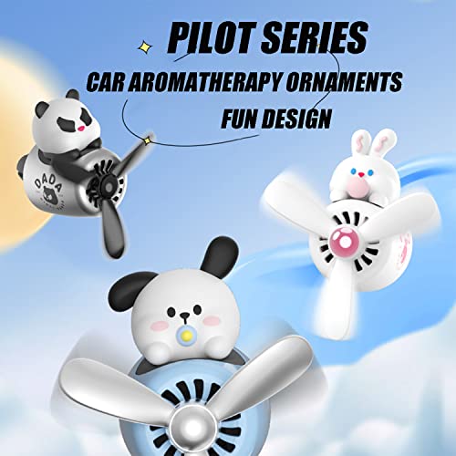 Image of Car fragrance diffuser pilot car air outlet fragrance diffuser cartoon rotating fan leaf car perfume cute cartoon shape car perfume air freshener with 2 fragrances (dog)