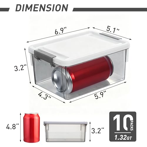 Image of Citylife 1.32 QT 10 Pack Small Storage Bins Plastic Storage Container Stackable Box with Lids for Organizing, Clear Grey.