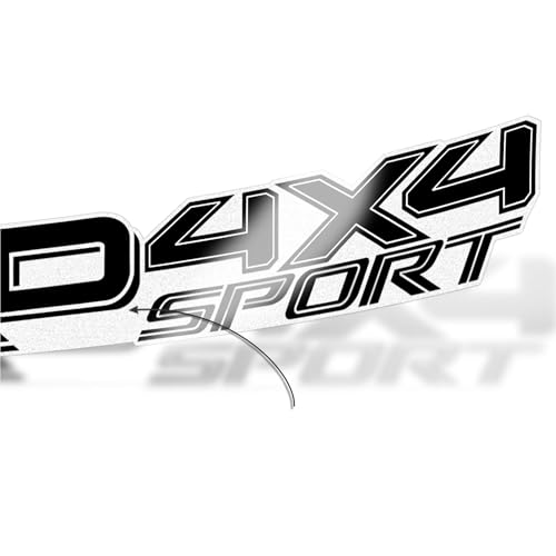 Image of 4x4 Sport Bedside Decals for Pickup Trucks - Matte Decal on Clear Gloss Vinyl - Black - Set of 2