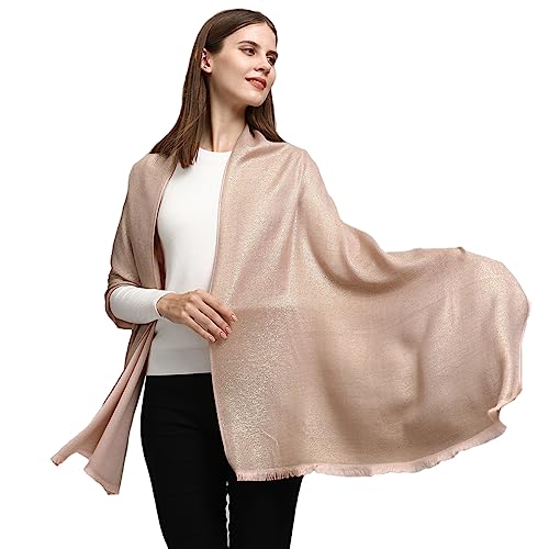 Image of LMVERNA Women's Sparkling Metallic Soft Pashmina Shawls and Wraps Scarf in Solid Colors