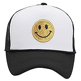 Smiley Face Vintage Trucker hat ，Smiley Face Hat Adjustable Foam Mesh Smiley Trucker Hats for...