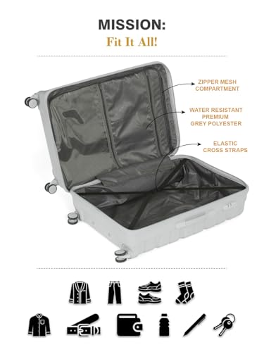 Image of Teakwood MA Trolley Bag, Hard with Zipper Closure, Adjustable Push Button & Cross Side Strap, Number Lock System 360 Degree (Silver, Set of 2)