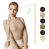 NASHRIO Extensiones de Pelo Coleta Trenzada, Rubio Blanqueador Pelo Sintetico para Trenzas Extensiones de Cabello para la Fiesta Diaria, DIY Pieza de Cabello,Coleta Postiza, 66cm,130g