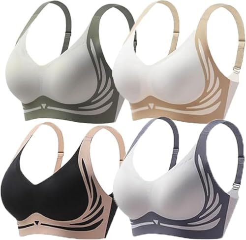 Super Gather Wireless Push-Up Bra, Full Coverage Support Bra with Seamless Design, Breathable Ice Silk Material