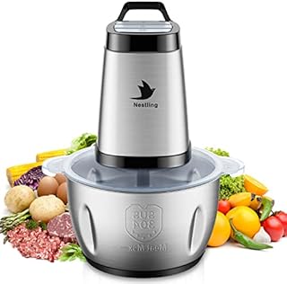 Nestling 600W Kitchen Mini Food Chopper, 2L Stainless Steel Bowl, 3 Speeds Control Electric Food Processor, 4 Bi-Level Blades Meat Grinder, Vegetable Fruit Onion Cutter, Garlic Peeler, Electric Whisk