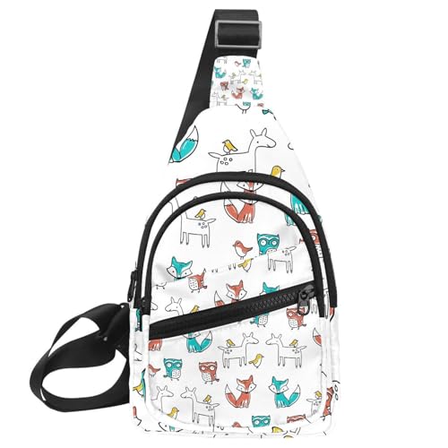 Sac à bandoulière animal blanc pour homme et femme, sac de poitrine compact 30x18cm