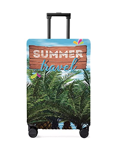 Tropical Beach Travel Luggage Cover, Cycas Revoluta Thunb Anti-scratch Elastic Luggage Covers For Suitcase Protector, Washable Baggage Covers Fit 26-28 Inch Carry on Luggage