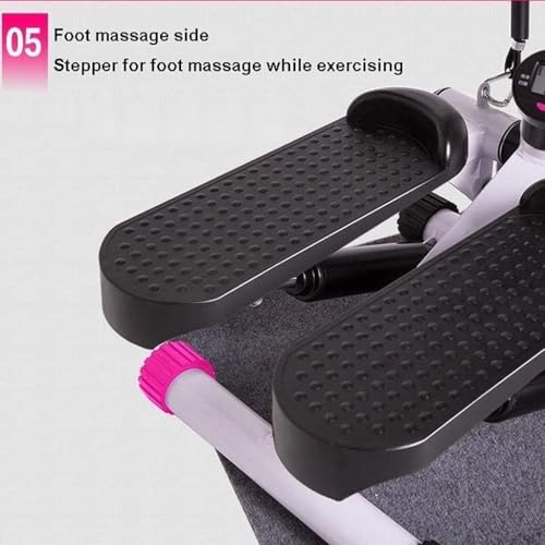 Image of Mini-Stepper Swing Stepper with Handlebars - Fitness Pedal Machine LCD Monitor, Hydraulic Resistance & Foot Massage for Home Workout(Pink)