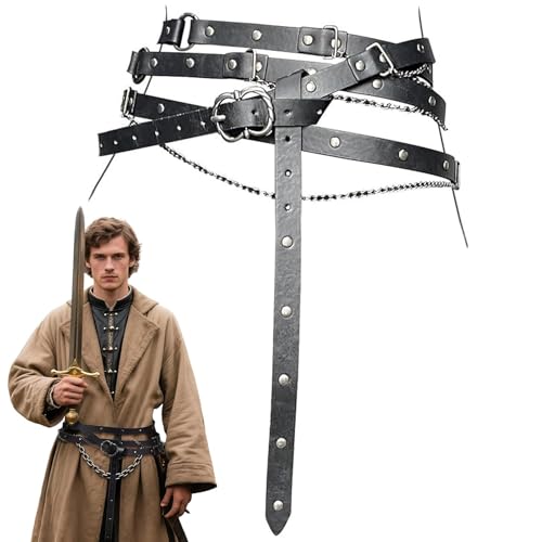 Ya en mundofriki.es: TENGWA Cinturones Mujer Renacimiento Cinturon Hombre 328cm Negro Vikingos Edad Media Retro Correa de Cadena Metálica Ajustable Perfecto para Halloween Cosplay Disfraces de Caballero o Pirata