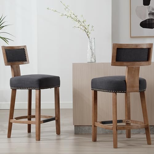Rivova Bar Stools Set Of 4, 26 Inch Counter Height Bar Stools Modern Kitchen Barstools With Rivet Trim thumb #1