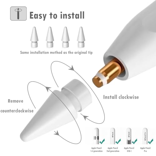 Image of SIXFU Replacement Tips Compatible with Apple Pencil Tip, Durable Tips Compatible with Apple Pencil Pro /USB-C / 1st / 2nd Generation, Accessories Compatible with iPad Pencil(4PCS)
