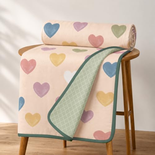 Image of Homestan Reversible All Season Cotton Feel Dohar for Single Bed,Soft Light Weight AC Blanket /Comforter for Summer /Winter /Monsoon (58x86 Inches, Heart Blush)