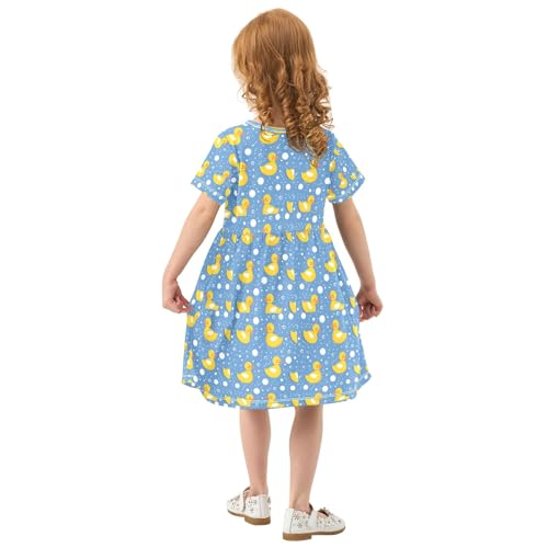 senya Summer Girl Dresses Rubber Duckies with Bubbles Toddler Short Sleeve A-line Dress Casual Sundress3