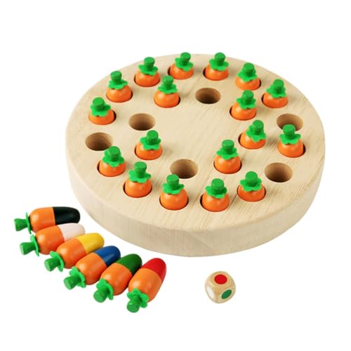 sszxmy Juego de Memoria Montessori de Madera con Piezas de Zanahoria, Juegos de Mesa Familiares para Niños y Adultos