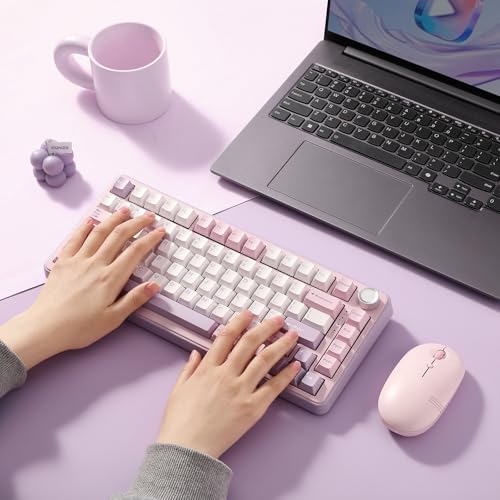 YUNZII B75 PRO Wireless Mechanical Keyboard,75% Layout with Knob,Hot Swap Gasket Custom Structure,Creamy Pre-lubed Switches,RGB Backlit,Bluetooth/Type-C/2.4G for Win/Mac(Milk Switch,Purple) - Image 7