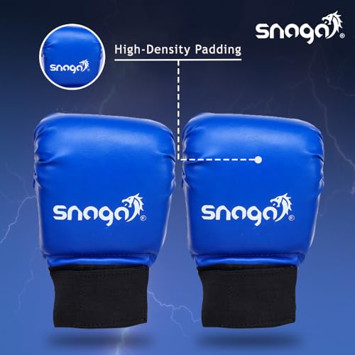 Image of Snaga Karate Gloves /Boxing Training Gloves, Lightweight Padding, Elasticated Hook & Loop Strap Closure for Better Performance, Protection and Comfort (Blue, L) (14 + Years Old)