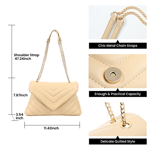 Prettygarden Women’s Fashion Crossbody Bags Lightweight Adjustable Chain Strap Quilted Designer Handbags Shoulder Bag (Khaki) #TOP4