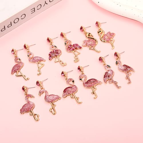 Glitter Flamingo Earrings Pink Flamingo Friendly Earrings for Women Cute Tropical Bird Animal Dangle Earrings Studs Fun Beach Vacation Earrings Boho Hawaiian Summer Holiday Jewelry2