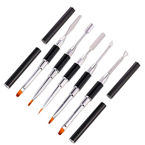 SUSSURRO 5Pcs PolyGel Brush and Picker Polygel Nail Brushes Dual-Ended Brush Tool for Poly Nail Gel Acrylic UV Nails Extension