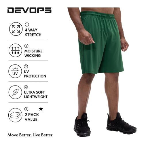 Image of DEVOPS Men's 2-Pack Loose-Fit 10 inch Workout Gym Shorts with Pockets