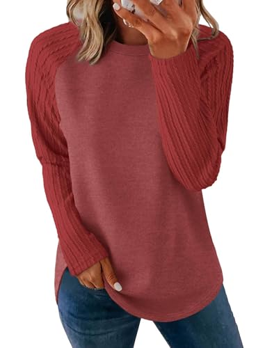 Image of SAMPEEL Sweatshirt for Women Long Sleeve Shirts Crewneck Sweaters Fall Fashion Outfits 2025 Trendy Tunic Tops Plus Size