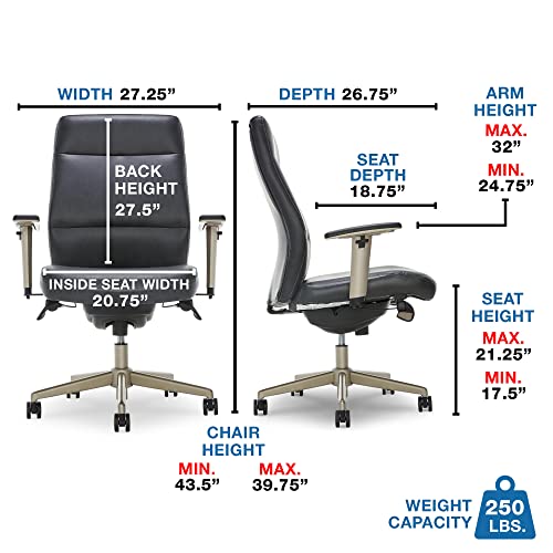 La-Z-Boy Baylor Modern Executive Office Chair, Adjustable Ergonomic Lumbar Support, Black #TOP2