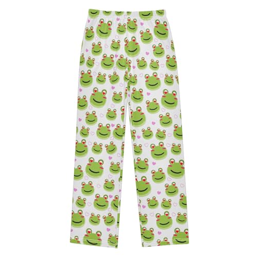 Frogs Love Heart Boys Long Pants Soft Trousers Elastic Waist Kids Lounge Bottoms with Pockets S-XL