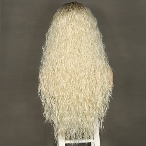 Sapphirewigs Curly Lace Front Wig 613 Blonde Curly Synthetic Wigs for Women 13x3 Daily Wear Party Christmas Halloween Heat Resistant 26 inch - Image 2