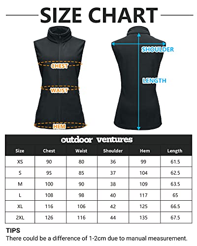 Outdoor Ventures Fleece Weste für Damen,Weich Ärmellos Jacke mit Reißverschlusstaschen, Sport Laufweste Frühling Herbst Fleeceweste Frauen Schwarz L/42