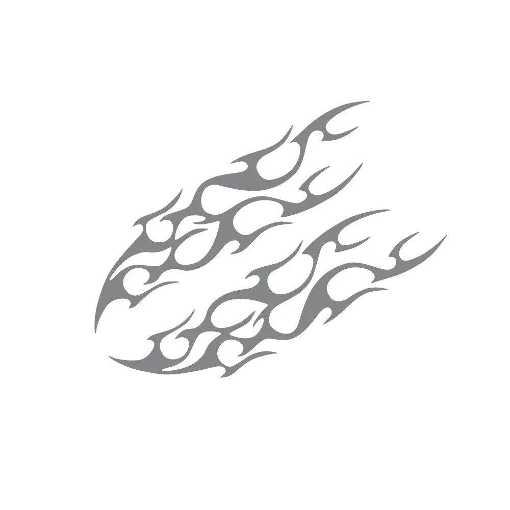 Auto Accessory Universal Car Engine Hood Stripe Sticker Creative Flame Style Car Modification Vinyl Decals(Glossy Gray)