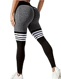 CFR Women Scrunch Butt Lifting Seamless Leggings High Waist Stretchy Workout Fitness Yoga Pants Tummy Control Gym Tights #4 Pants Stripe Black,M
