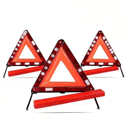 Triángulos de advertencia reflectantes para vehículos, kit 3 piezas miniatura 1