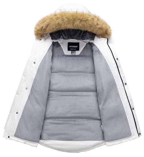 Image of Boy's Winter Coat Waterproof Kids Puffer Jacket Thicken Parka Fleece Lined Bubble Ski Snow Outerwear with Fur Hood