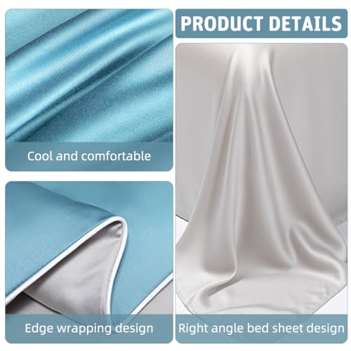 Image of HASTHIP Cooling Duvet Quilt for Double Bed King Size - 200x230cm Cooling Bedding Set Quilt AC Blanket for Double Size Bed Reversible Super Soft Microfiber Blanket - Grey & Blue