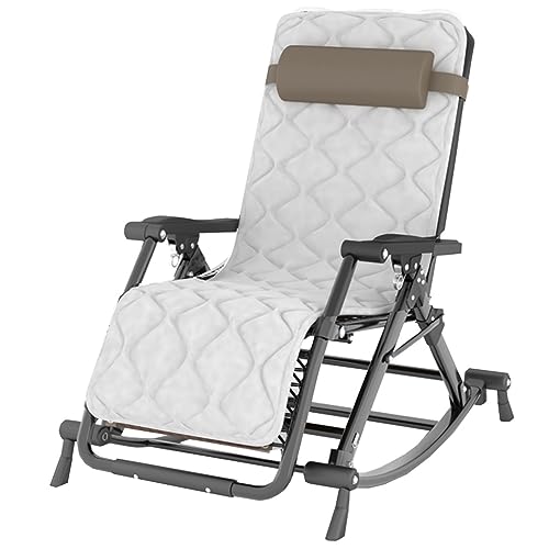 Silla de exterior de gravedad cero con reclinable ajustable y diseño plegable sillón reclinable de patio con cojín extraíble y reposacabezas gris claro