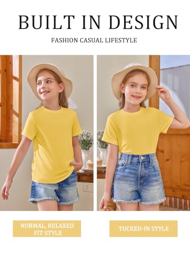 Image of Girls Short Sleeve T Shirts Kids Summer Tops Crewneck Tees 5-14 Years