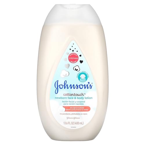 Johnson's CottonTouch Newborn Baby Face and Body Lotion, Made with Real Cotton, 13.5 fl. oz
