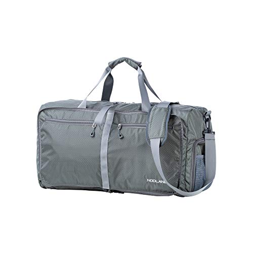 Preisvergleich Produktbild NODLAND 50L Packbare Reisetasche - Leichte Faltbare Reisetasche - Wasserfeste Sporttasche für Camping, Radfahren oder Reisen. Grau