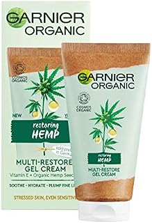 Garnier Organic Hemp Multi-Restore Gel Cream 50 ml, Soothing & Hydrating Moisturiser for Stressed & Sensitive Skin, Enriched with Vitamin E & Organic Hemp Seed Oil