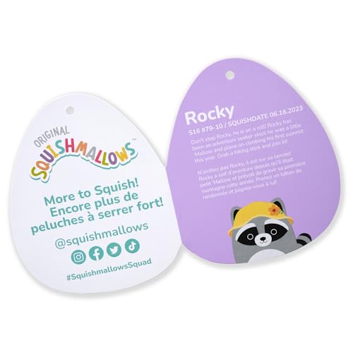 Image of Squishmallows Original 14-Inch Rocky Grey Raccoon with Yellow Bucket Hat - Official Jazwares Large Plush