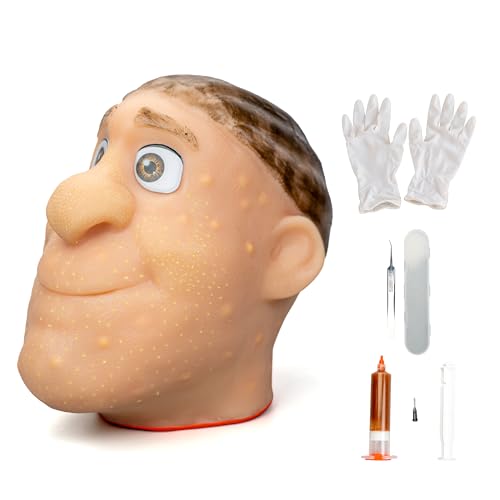 brenzo 2026 New Refillable Pimple Popping Toy – Big Head Squeeze Toy with Golden Hair for Stress & Anxiety Relief, Realistic Pus Burst Fidget Toy, F