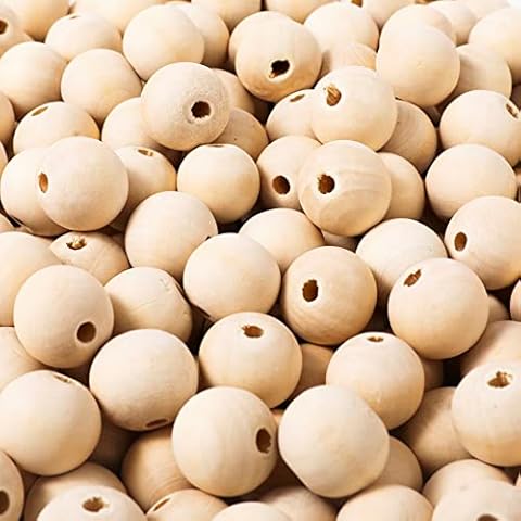 500pcs 20mm Wood Beads Natural Unfinished Round Wooden Loose Beads Wood Spacer Beads for Craft Making Decorations and DIY Crafts Cover