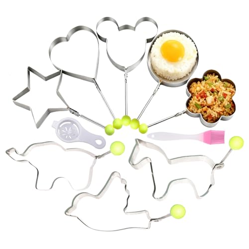 Molde para cocinar huevos, 8 formas con revestimiento antiadherente, utensilios de cocina, anillos para cocinar huevos, para desayuno, hamburguesas, ensaladas, tortillas